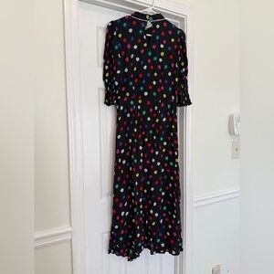 RIXO for Target Black Polka Dot Mock Neck Cascade Ruffle Dress
